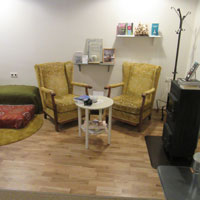Buchcafé Melange - Sitzmöglichkeiten